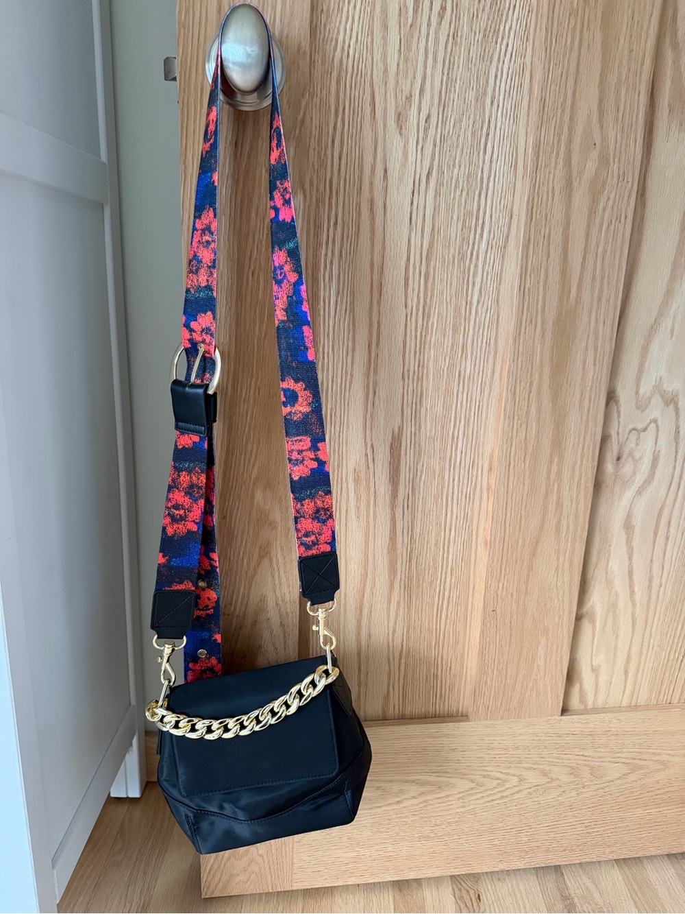 Rachel Comey for Target Crossbody Bag with Floral Strap and Gold Chain Accent